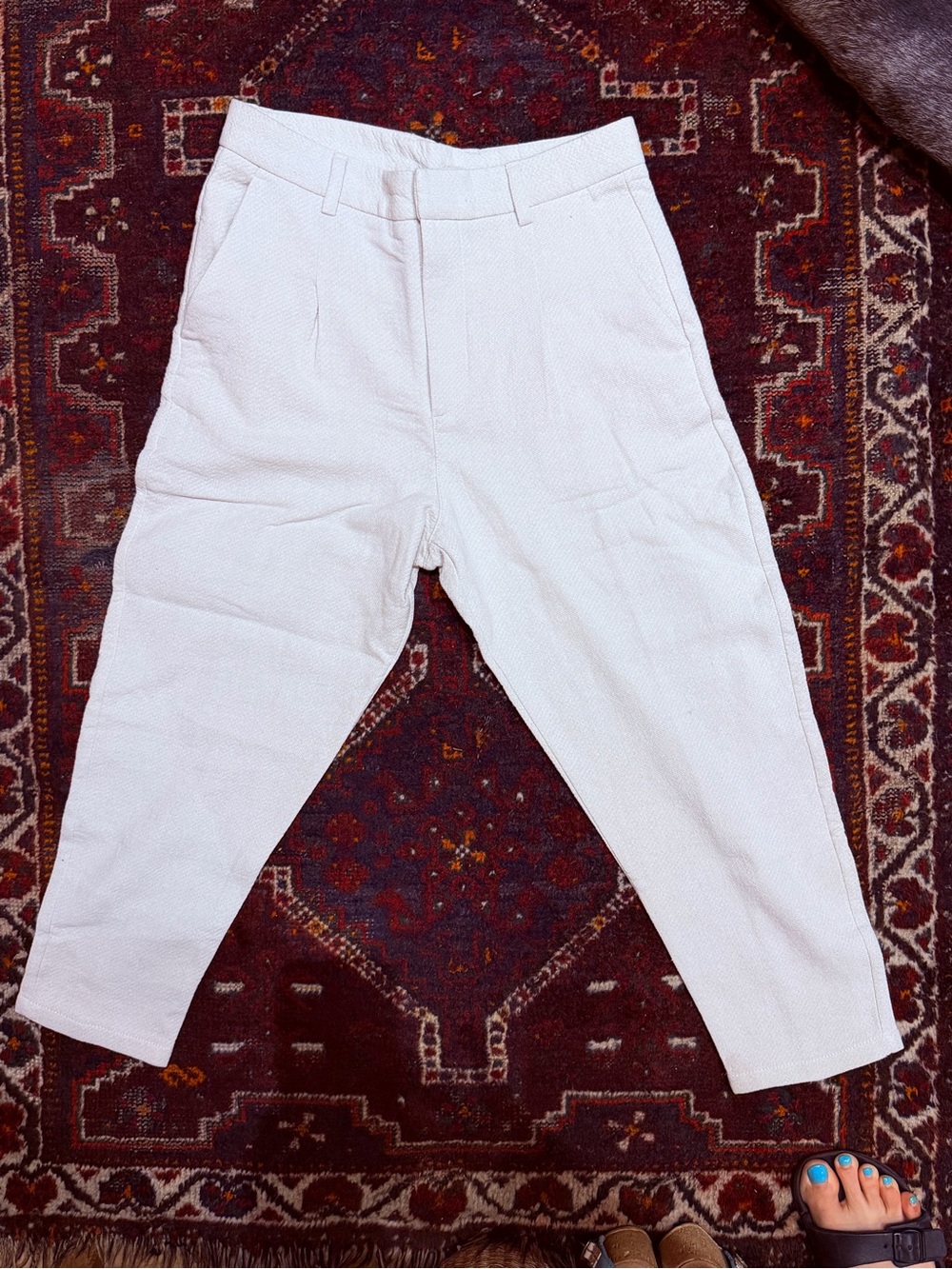 Men's Zara White Textured Tapered Pants